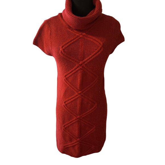BSK by Bershka red turtleneck sweater dress size medium - Picture 4 of 7